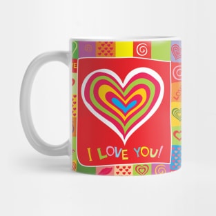 I Love You Hearts Quilt Square Mug